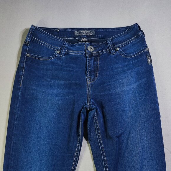Silver Jeans Suki Jeggings stretch skinny women's size 28 ? dark washed blue - Picture 2 of 11